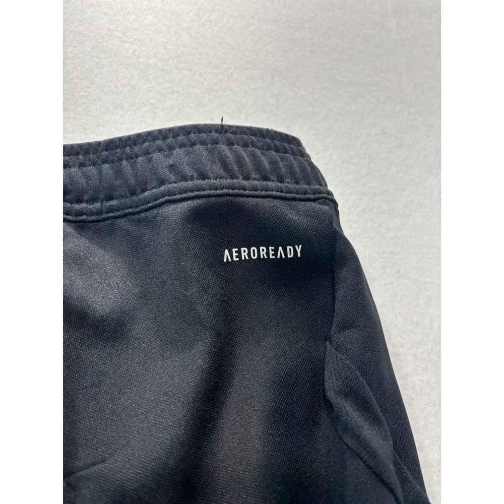Adidas Track Pants Mens XS Black AEROREADY Elastic Waist Side Stripe Tapered